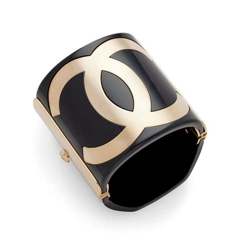 chanel bracelet black and gold|chanel new cuff bracelet with diamond.